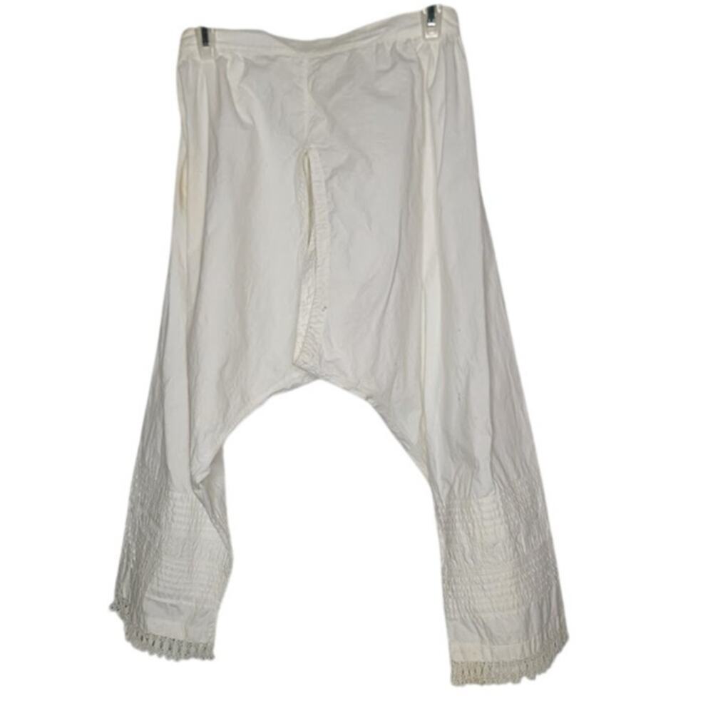 Vintage Open Womens Pantaloons Bloomer lace bottom detail tie waist white small